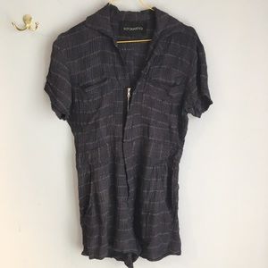 SZ S Reformation Crinkle Woven Zip-Front Romper